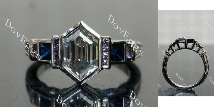 Dovie Doutch Marquise cut channel bezel stardust grey moissanite engagement ring main view| Doveggs