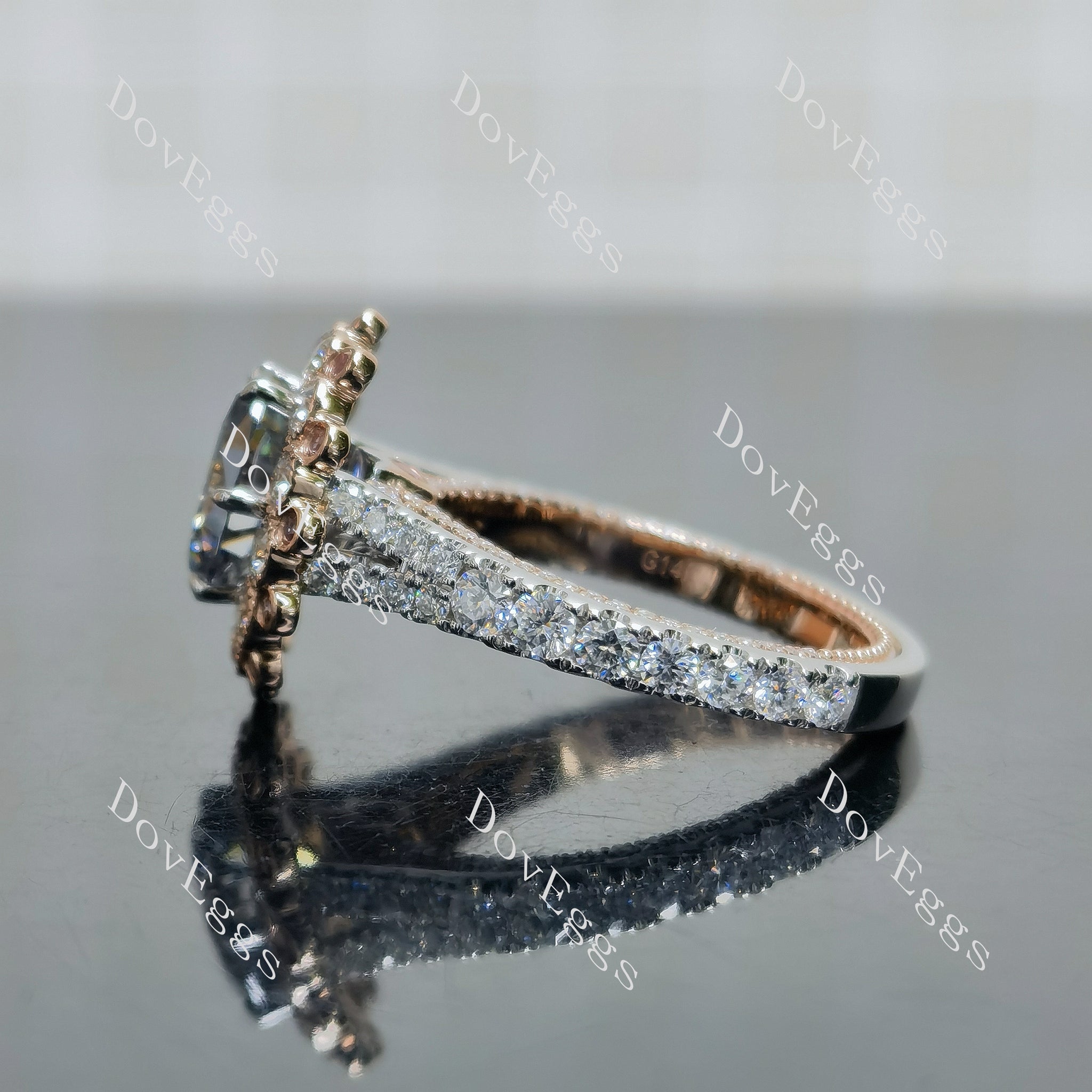 Pave and fine vintage carving craftsmanship with Doveggs ring.