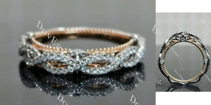 Doveggs round pave moissanite wedding band with 2.0mm band width