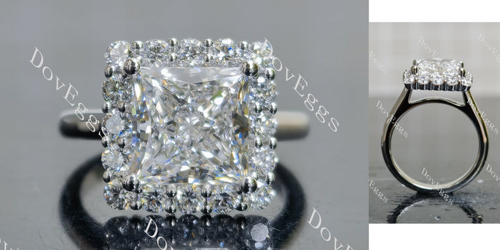 Princess halo lab diamond engagement ring main view| Doveggs