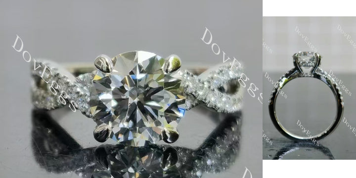 Round pave cross band moissanite engagement ring main view|Doveggs