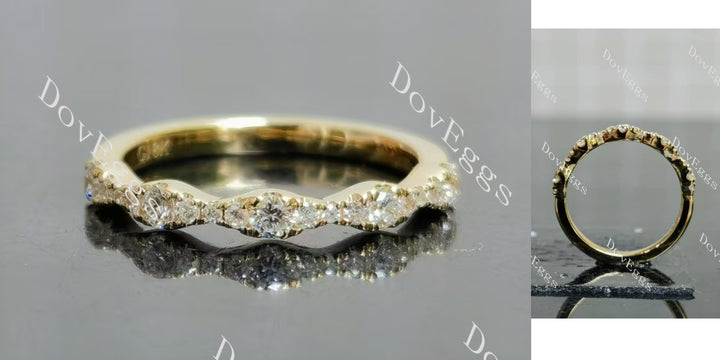 Round pave moissanite or lab diamond wedding band main view| Doveggs