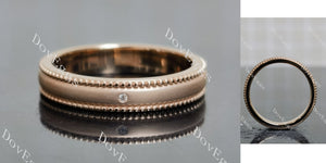 Round solitaire moissanite matt effect wedding band main view|Doveggs