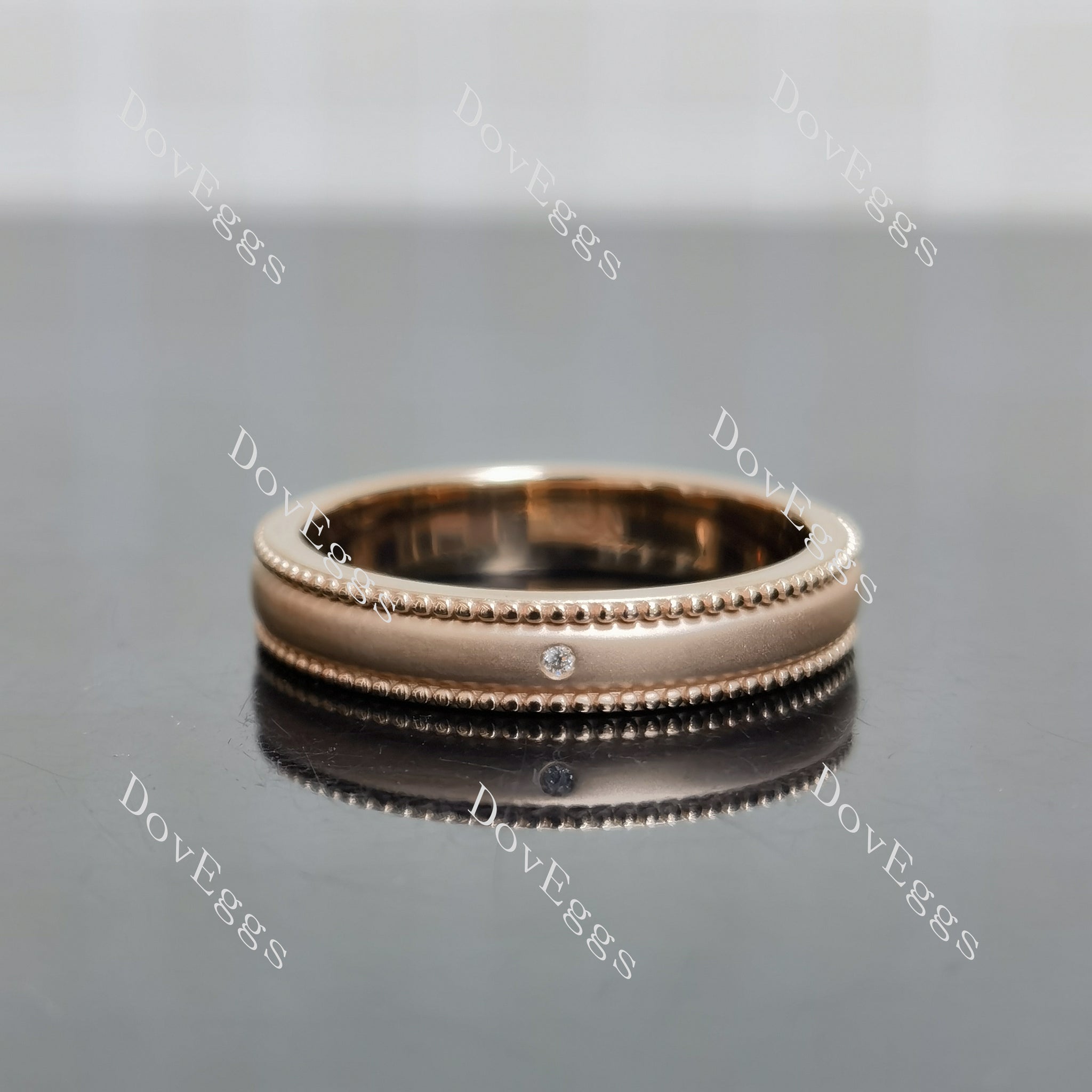 Round moissanite matt effect wedding band-4mm band width| DovEggs