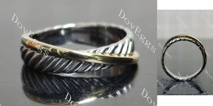 Art deco two-tone plain wedding band main view|Doveggs