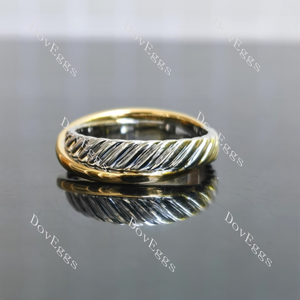 Yellow gold & white gold plain wedding band| Doveggs
