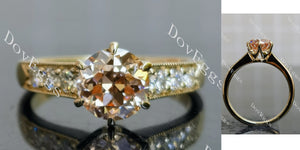Round pave art deco moissanite engagement ring main view|Doveggs