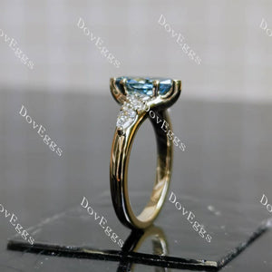 Marquise side stones vintage moissanite engagement ring side view| Doveggs