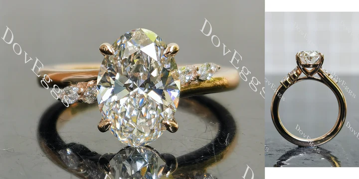 Lab Diamond Ring with GHI Color Accents (Moissanite/LGD) in 10K/14K Gold or Platinum | DovEggs