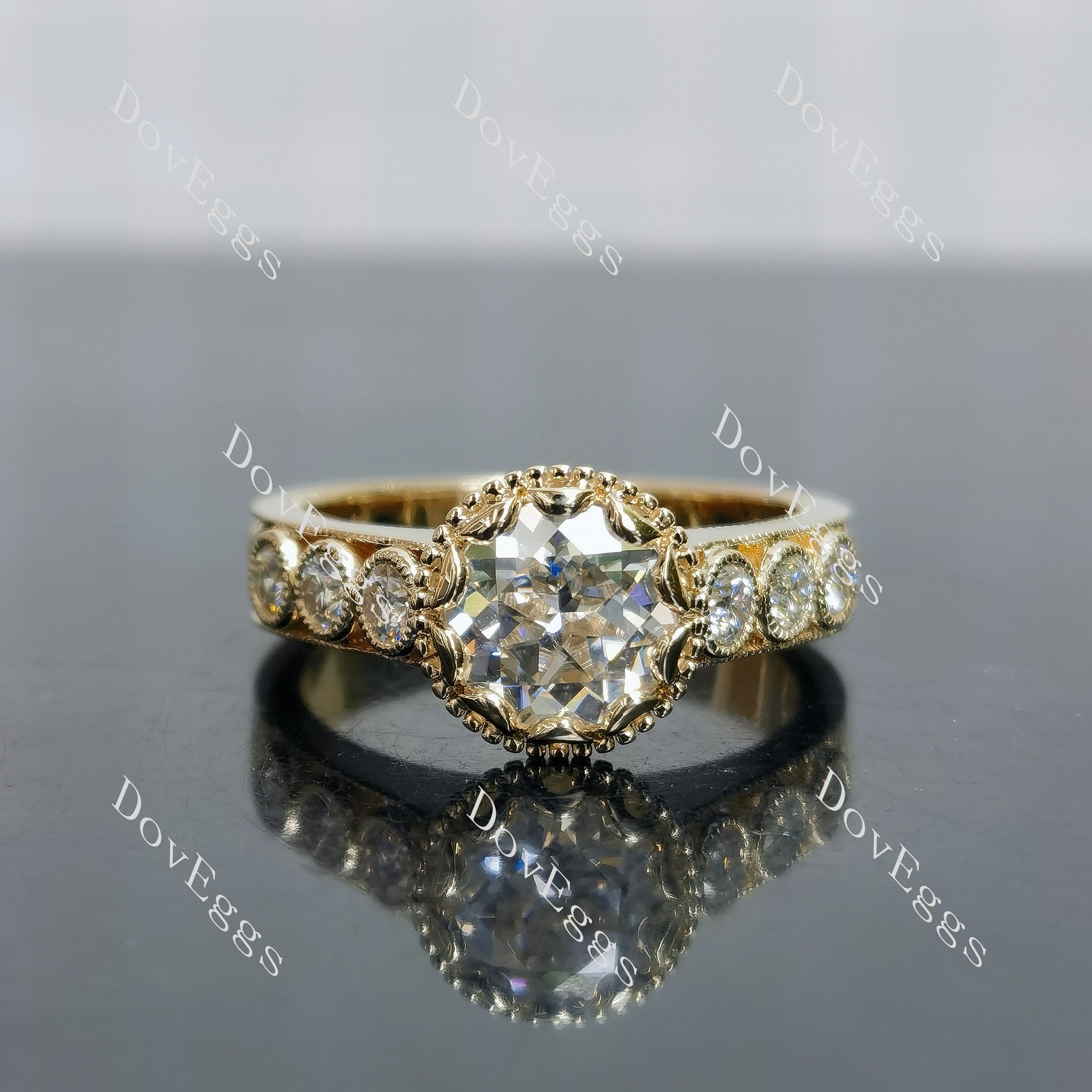 Lab Diamond Ring with GHI Color Accents (Moissanite/LGD) in 10K/14K Gold or Platinum | DovEggs