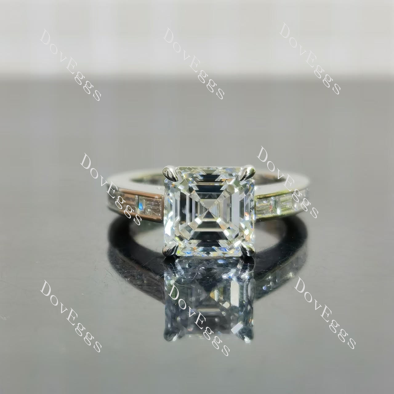 Lab Diamond Ring with GHI Color Accents (Moissanite/LGD) in 10K/14K Gold or Platinum | DovEggs