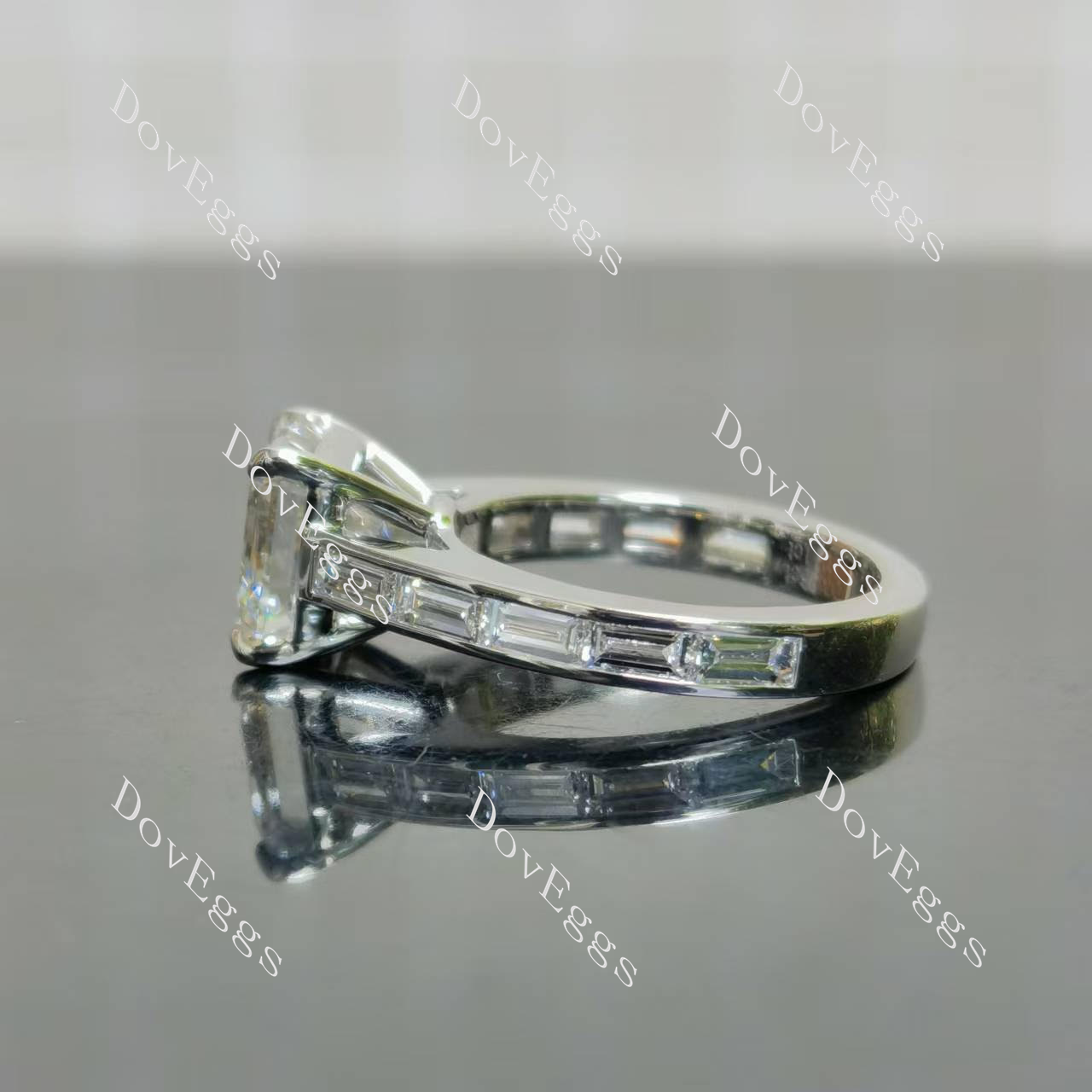 Lab Diamond Ring with GHI Color Accents (Moissanite/LGD) in 10K/14K Gold or Platinum | DovEggs