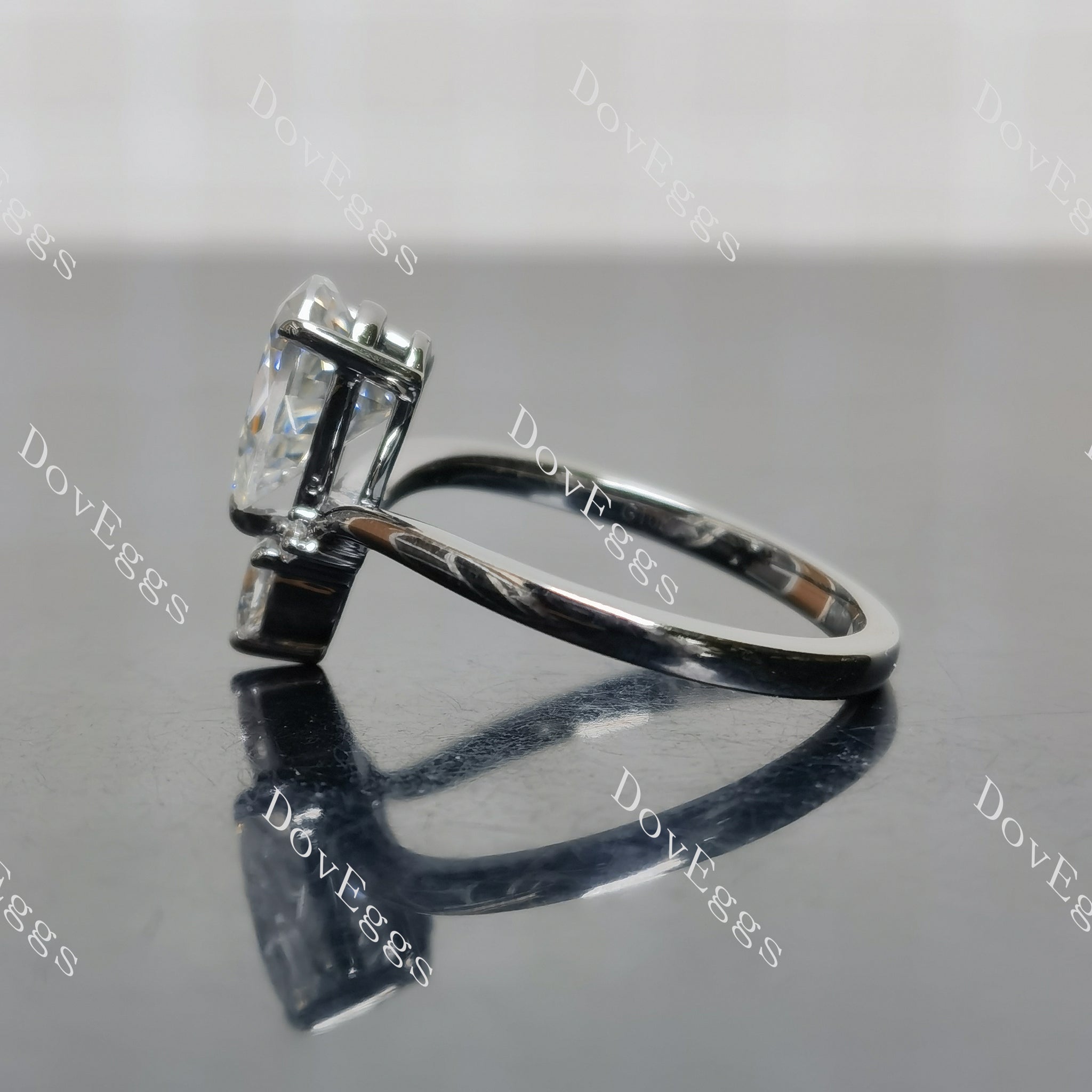 Lab Diamond Ring with GHI Color Accents (Moissanite/LGD) in 10K/14K Gold or Platinum | DovEggs