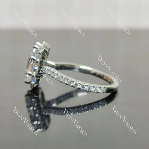 Pave moissnaite sterling silver engagement ring| Doveggs