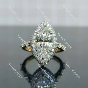 Marquise double pave vintage moissanite engagement ring|Doveggs