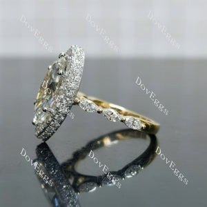 Marquise pave stones vintage moissanite engagement ring|Doveggs