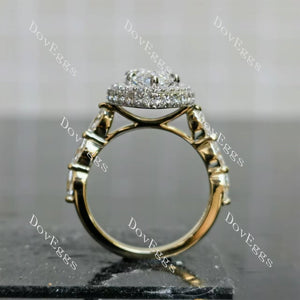 Yellow7white gold two tone moissanite engagement ring|Doveggs