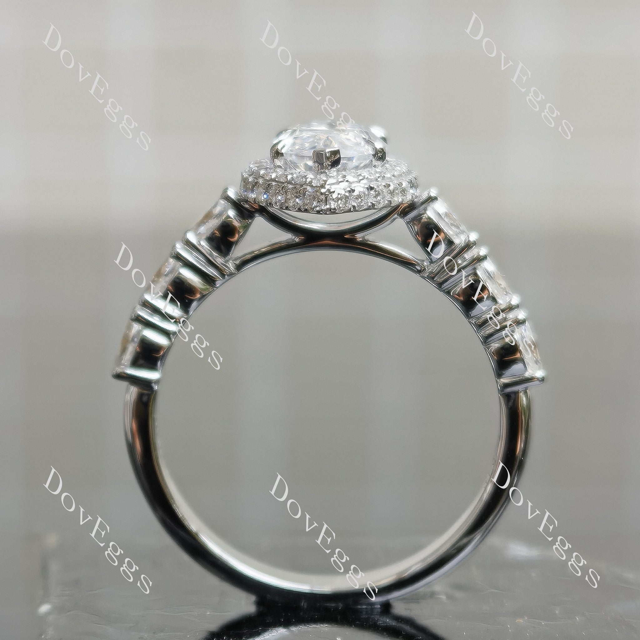 Yellow white gold two tone moissanite engagement ring|Doveggs