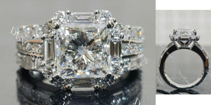 Princess halo pave art deco moissnaite engagement ring main view| Doveggs