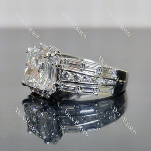 The exquisite pave arrangement of the ring arm forms a visual extension with the center stone