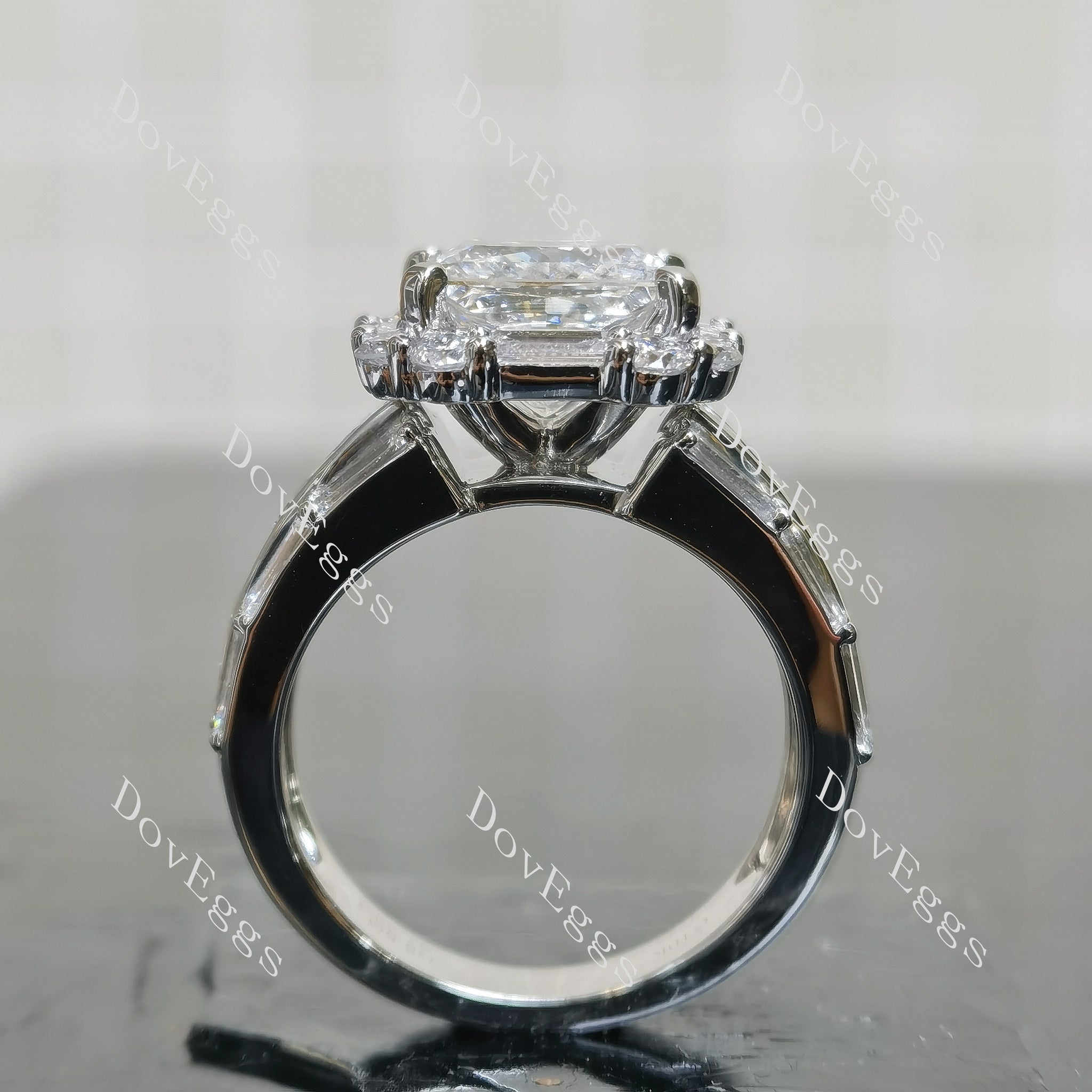 Vintage art deco white gold moissnaite engagement ring| Doveggs