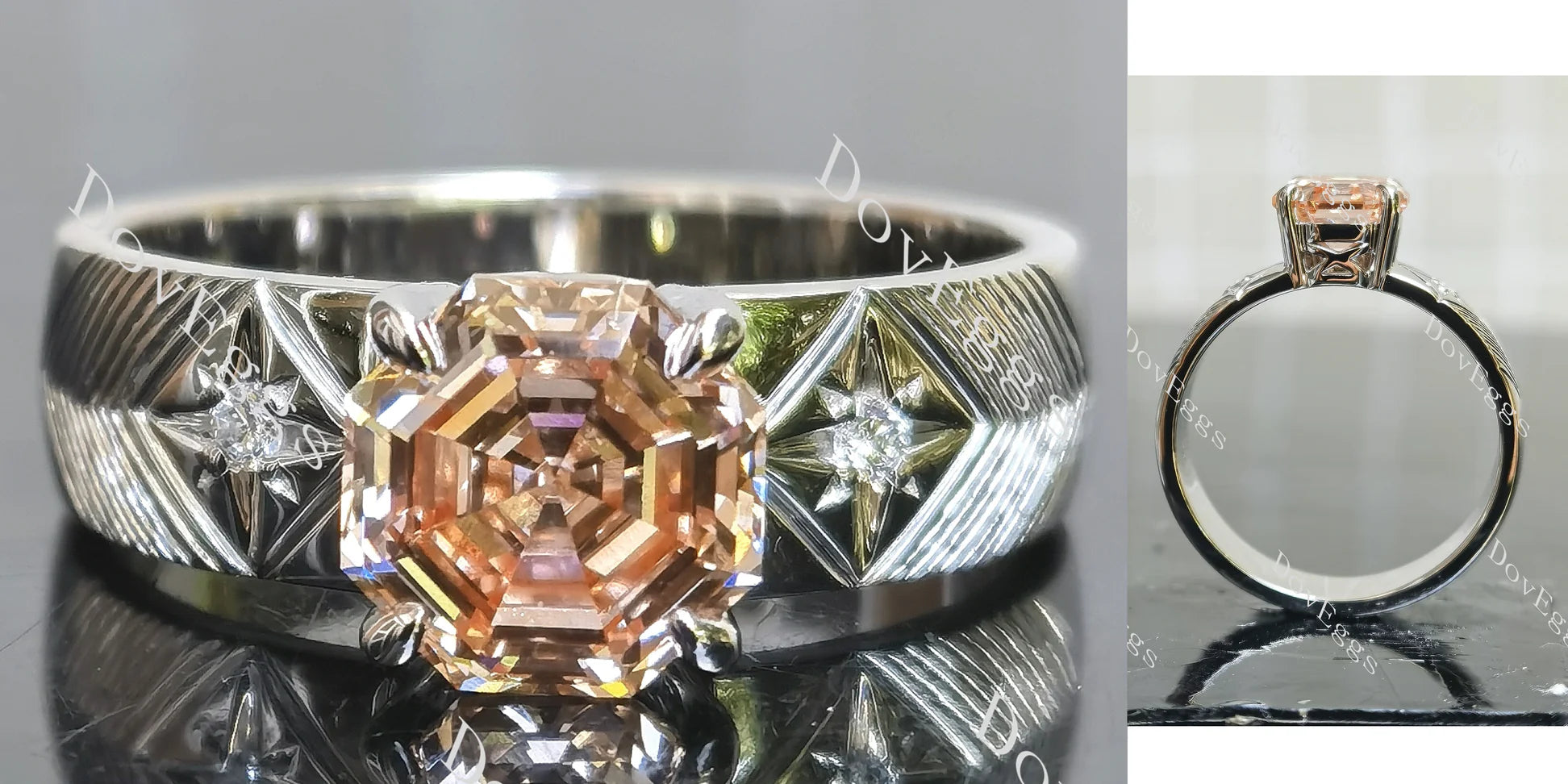 Lab Diamond Ring with Custom Accents (Moissanite/LGD/Gemstone) in 10K/14K/18K Gold or Platinum | DovEggs