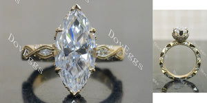 Lab Diamond Ring with GHI Marquise & Round Accents (Moissanite/LGD) in 10K/14K Gold or Platinum | DovEggs

