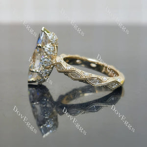 Lab Diamond Ring with GHI Marquise & Round Accents (Moissanite/LGD) in 10K/14K Gold or Platinum | DovEggs

