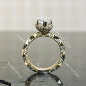 Lab Diamond Ring with GHI Marquise & Round Accents (Moissanite/LGD) in 10K/14K Gold or Platinum | DovEggs


