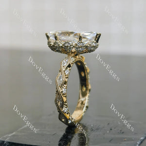 Lab Diamond Ring with GHI Marquise & Round Accents (Moissanite/LGD) in 10K/14K Gold or Platinum | DovEggs

