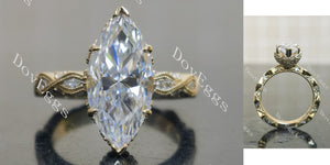 Marquise vintage art deco moissnaite engagement ring main view| Doveggs