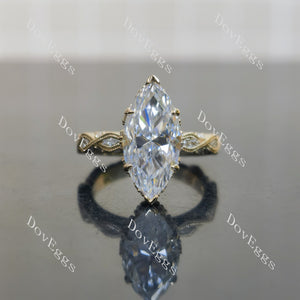 Marquise prong setting vintage art deco moissnaite engagement ring| Doveggs