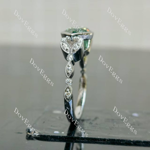 Marquise bezel art deco colored moissanite engagement ring side view|Doveggs