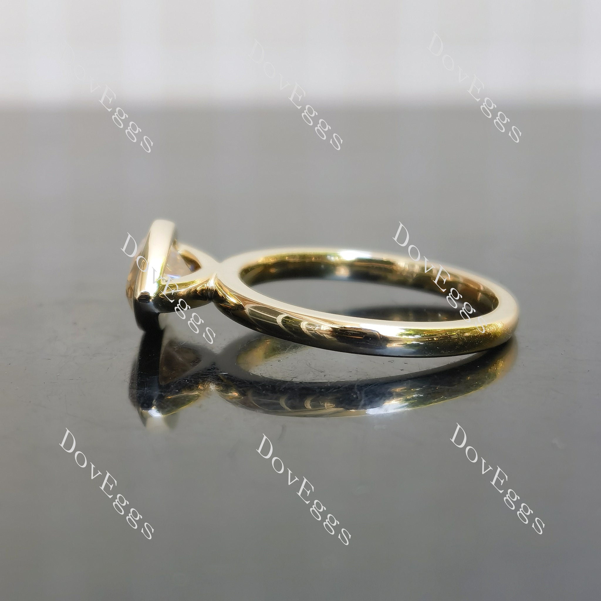 East-West bezel moissanite yellow gold engagement ring| Doveggs