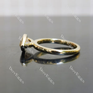 East-West bezel moissanite yellow gold engagement ring| Doveggs