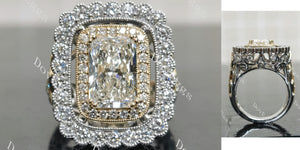 Radiant halo vintage pave moissnaite engagement ring main view| Doveggs
