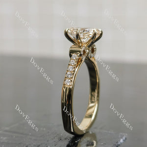 Oval pave art deco vintage moissnaite engagement ring side view| Doveggs