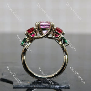 Art deco crossed arms colored gem engagement ring| Doveggs
