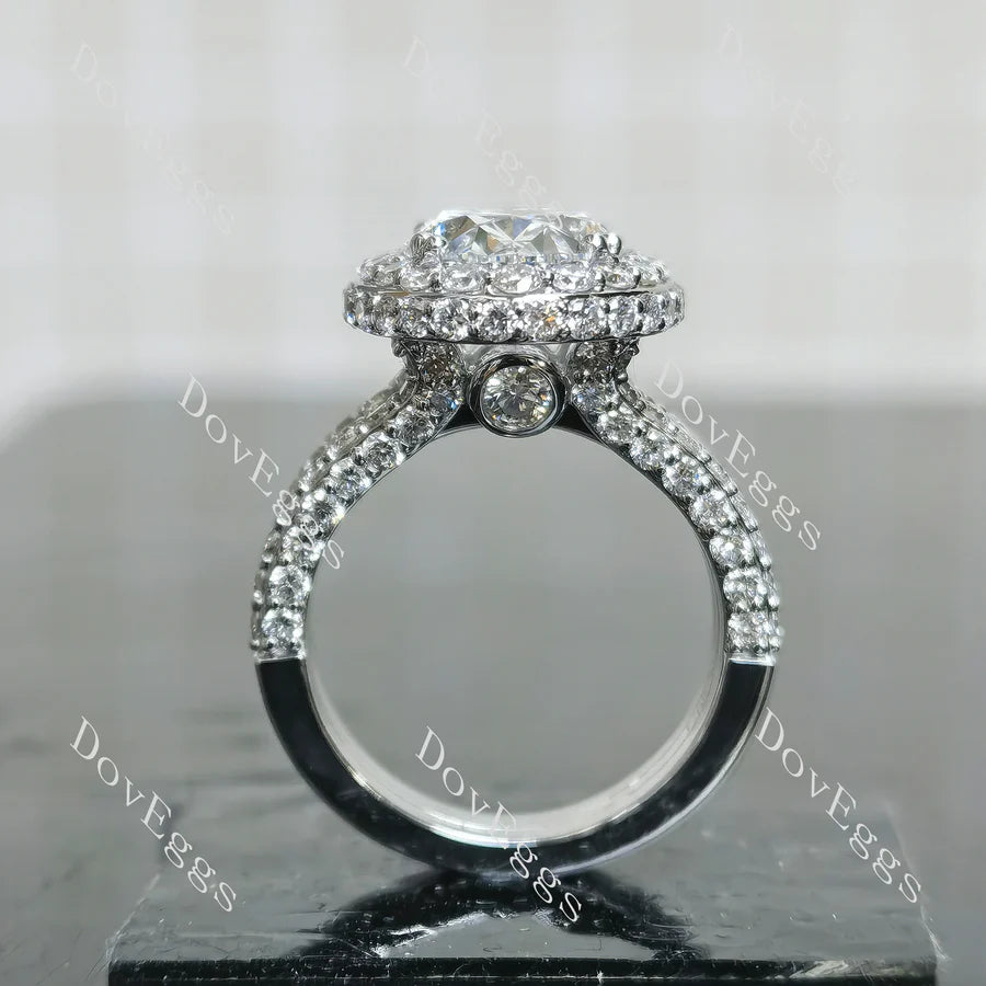 Lab Diamond Ring with Round Accents (Moissanite/LGD) in 10K/14K Gold or Platinum | DovEggs