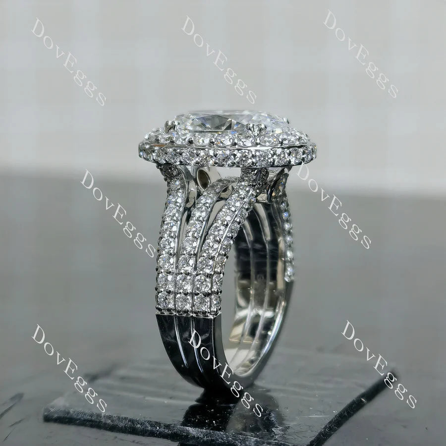 Lab Diamond Ring with Round Accents (Moissanite/LGD) in 10K/14K Gold or Platinum | DovEggs