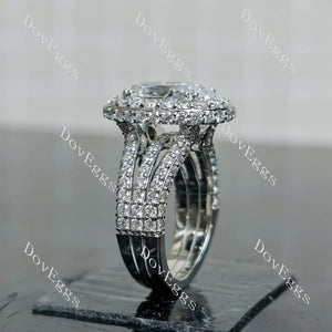 Lab Diamond Ring with Round Accents (Moissanite/LGD) in 10K/14K Gold or Platinum | DovEggs