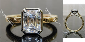 Cirss cut carving bezel moissnaite engagement ring main view| Doveggs