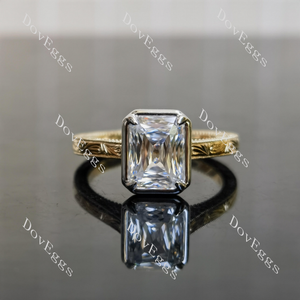 Cirss cut carving bezel prong setting moissnaite engagement ring| Doveggs