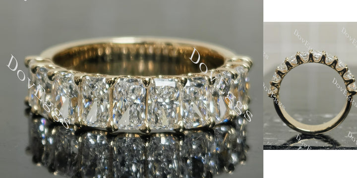 Radiantand pave moissanite stones wedding band main view| Doveggs