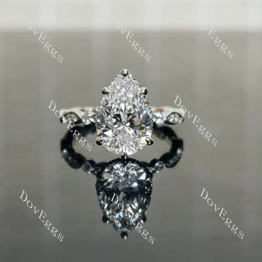 Petite Pavé Lab Diamond Ring with ≤2.8mm Accents (LGD/Moissanite) in 10K/14K Gold or Platinum | DovEggs