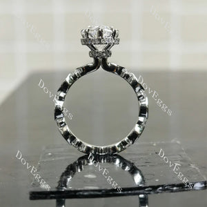 Petite Pavé Lab Diamond Ring with ≤2.8mm Accents (LGD/Moissanite) in 10K/14K Gold or Platinum | DovEggs