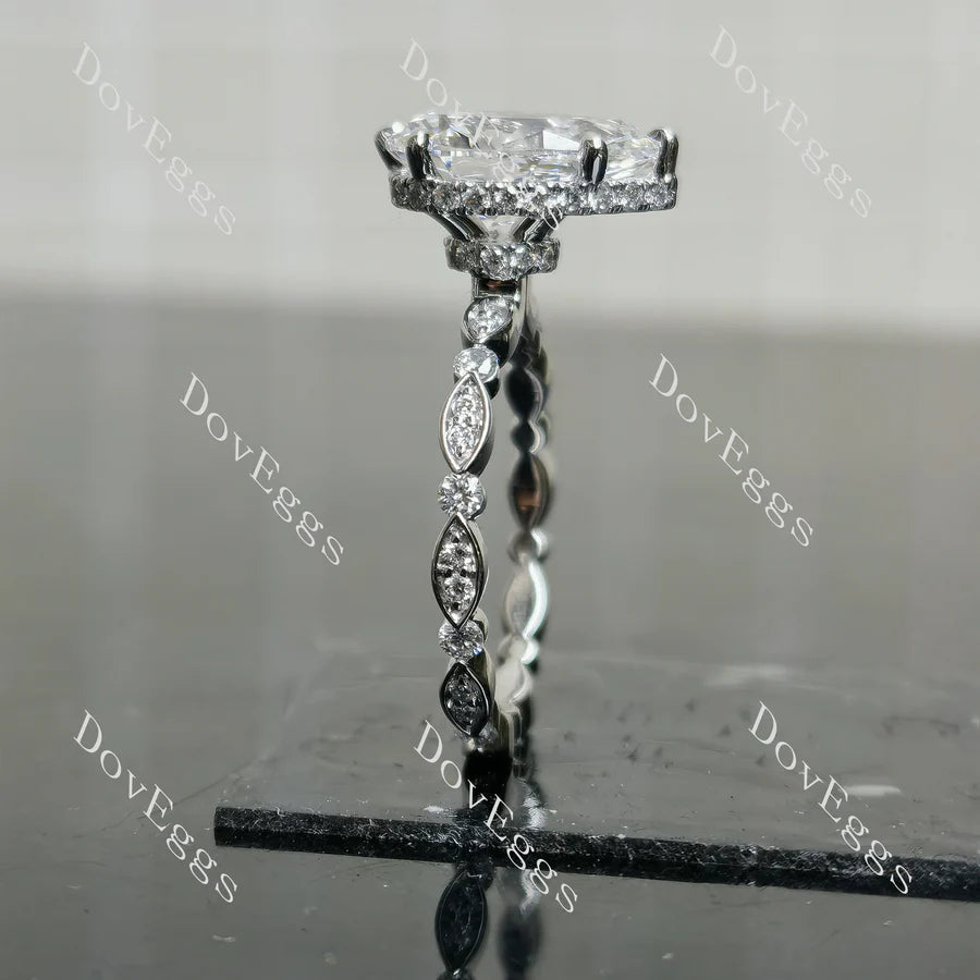 Petite Pavé Lab Diamond Ring with ≤2.8mm Accents (LGD/Moissanite) in 10K/14K Gold or Platinum | DovEggs