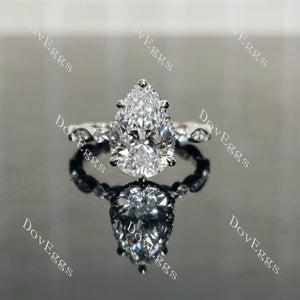 Pear pave hidden halo moissanite engagement ring| Doveggs