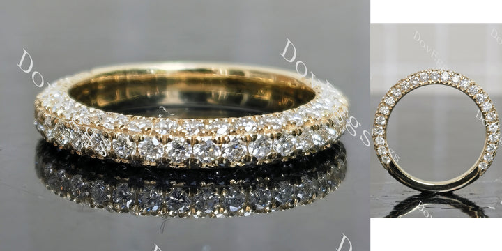 Round 3/4 eternity pave stones wedding band main view| Doveggs
