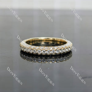 Round 3/4 eternity pave stones wedding band front view| Doveggs